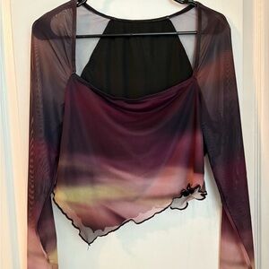 Sheer Ombre Long Sleeve Top